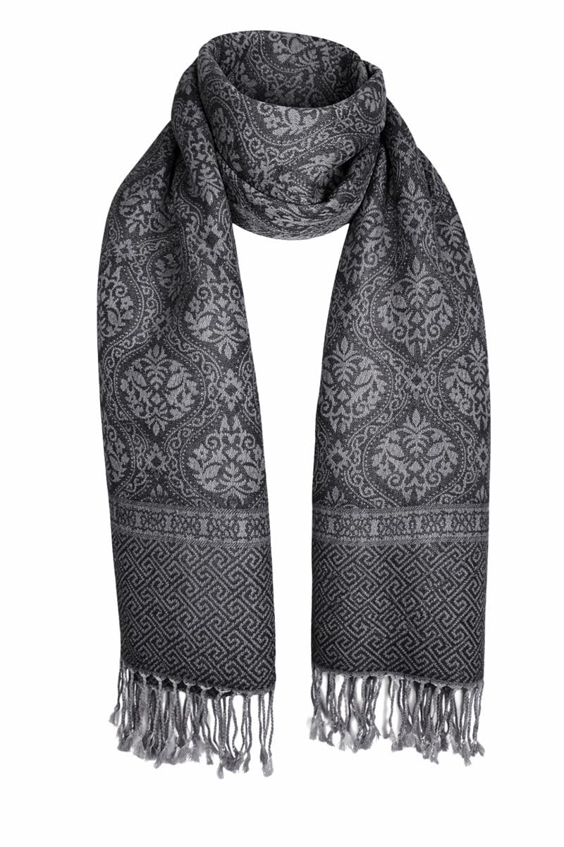 Orientaè 100% Kaschmir Schal Damen – 70x170 cm – Leicht, Extra Weich & Hautfreundlich – Elegante Stola für Herbst, Winter & Frühling – Eingewebtes Ornament