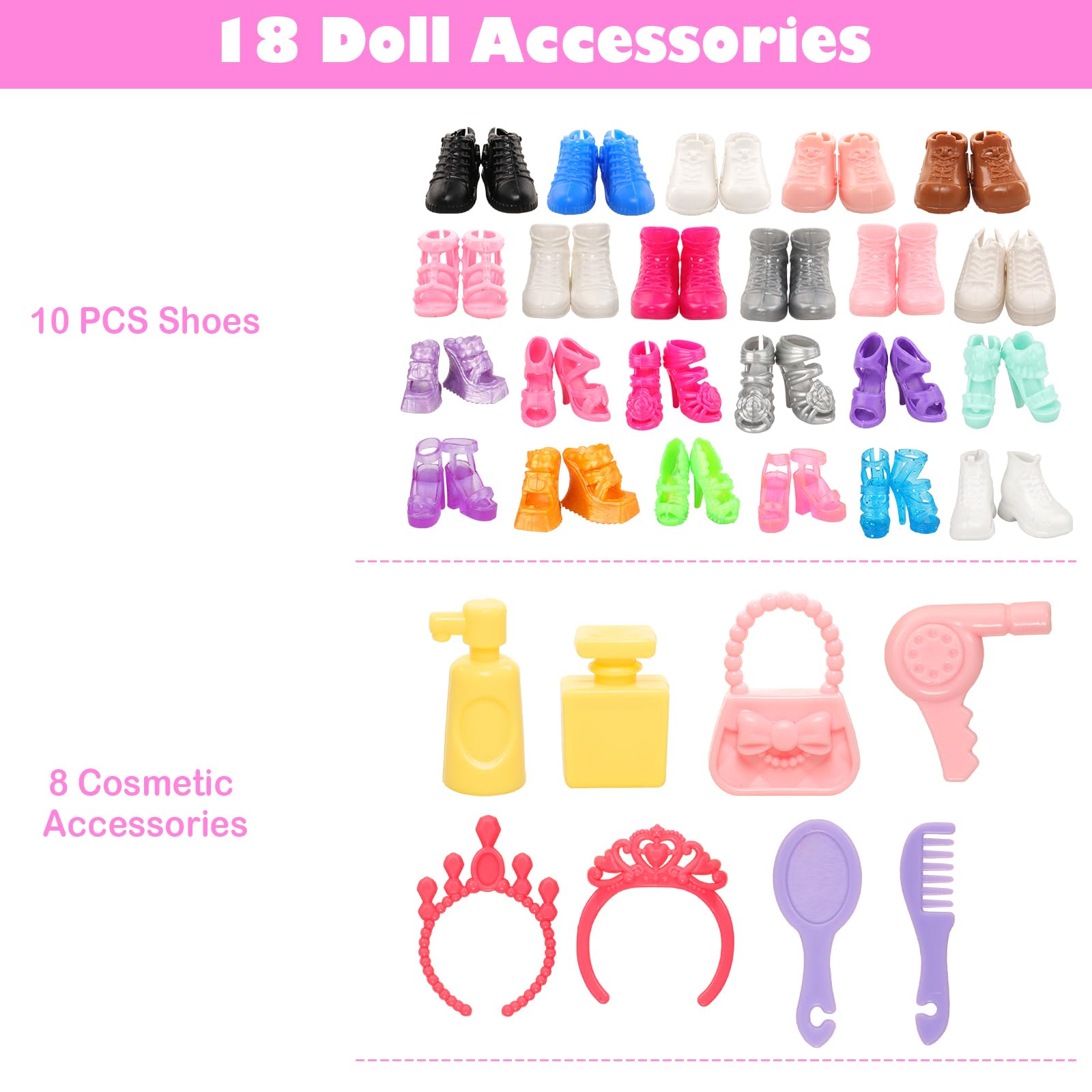 Miunana 38 Pezzi (Selezionati A Caso) Per 11.5 Pollici 30 cm Bambola: 2 Vestiti Da Sposa + 2 Abiti + 2 Pantaloni + 2 Costumi Da Bagno + 12 Vestiti Moda + 10 PCS Scarpe + 8 Accessori