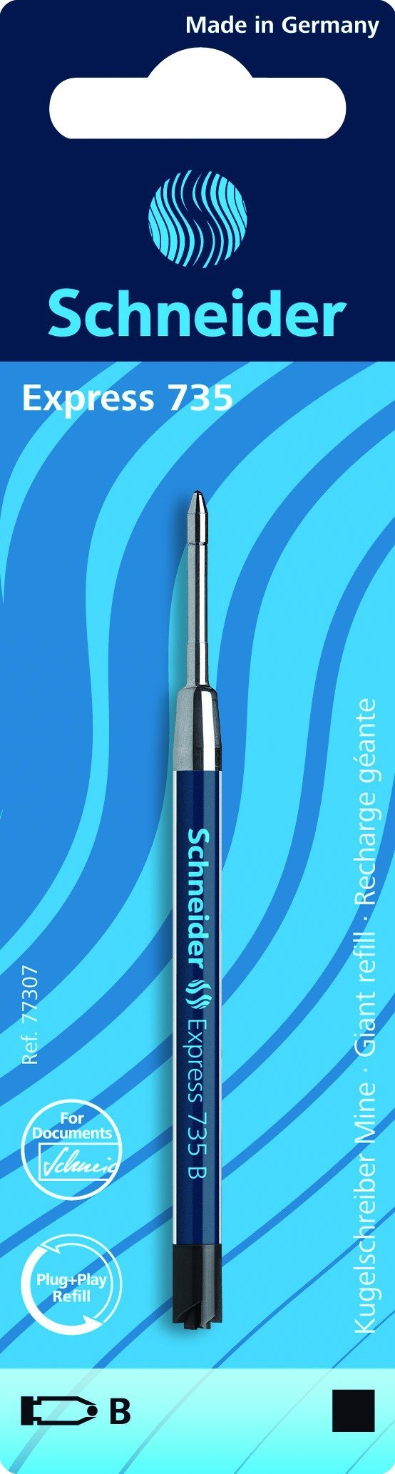 Schneider Express 735 Ballpoint Pen Refill, Indelible, B, Black, Blister Card