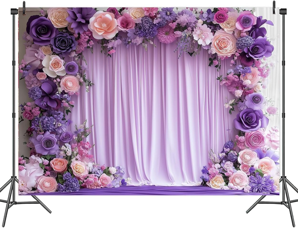8X6ft Purple Flower Wall Background Photography Lavender Backdrop for Parties Wedding, Girls Birthday Princess Weeding Bridal Shower Purple Floral Anniversary Ceremony Decor. image 5