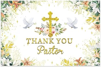 Pastor Appreciation Banner Decorations 10x8ft Polyester We Appreciate You Thank You Pastor Appreciation Gifts for Men Church Event Fabric Backdrop Background for Photography Photo Booth
