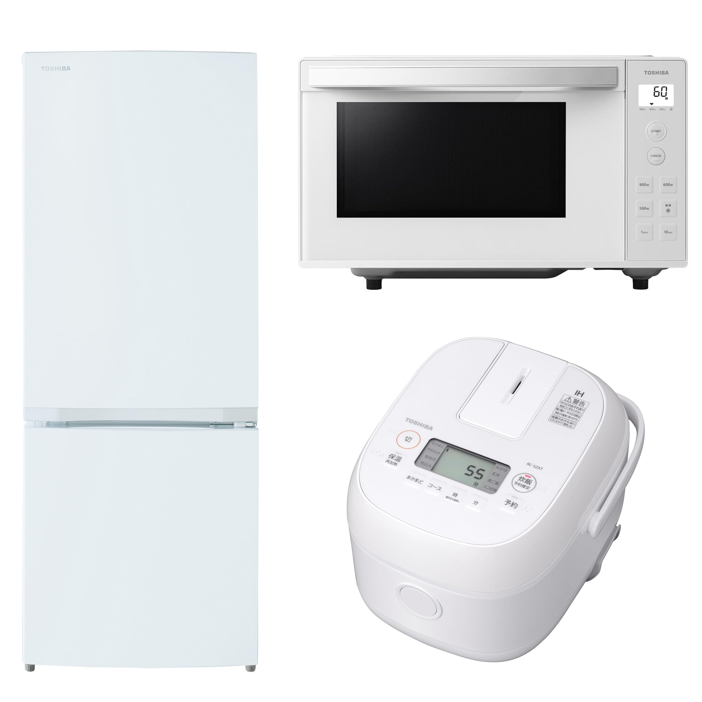Amazon.co.jp: 東芝 冷蔵庫 GR-W15BZ1(W) + 電子レンジ ER-S17ZB (W) +