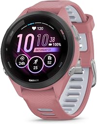 Garmin Forerunner 265S Reloj Inteligente para Correr con GPS, Pantalla Táctil AMOLED, Métricas Optimizadas, Planes de Entrenamiento, Pay, Música, Autonomía de 15 Días, Rosa