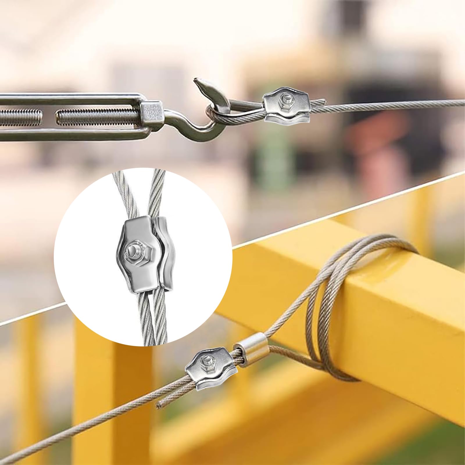 Lot De 12 Serre-câbles En Acier Inoxydable 304 De 5mm, Avec Clips Duplex Din741 Pour Corde A Linge Auvent Et Fixation 84641007