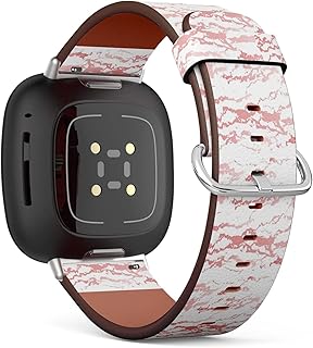 CJBROES Replacement Leather Watch Band, Compatible with Fitbit Versa 3 and Fitbit Sense of Wristband Bracelet Accessory - Marble Texture