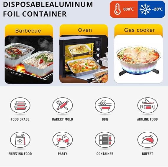 7'' Inch Round Tin Foil Pans Disposable Aluminum Pans with Clear Lids (30 Pack), Freezer & Oven Safe - For Baking, Cooking, Storage, Roasting, Reheating, Recyclable, Pack of 30
