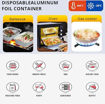 7'' Inch Round Tin Foil Pans Disposable Aluminum Pans with Clear Lids (30 Pack), Freezer & Oven Safe - For Baking, Cooking, Storage, Roasting, Reheating, Recyclable, Pack of 30