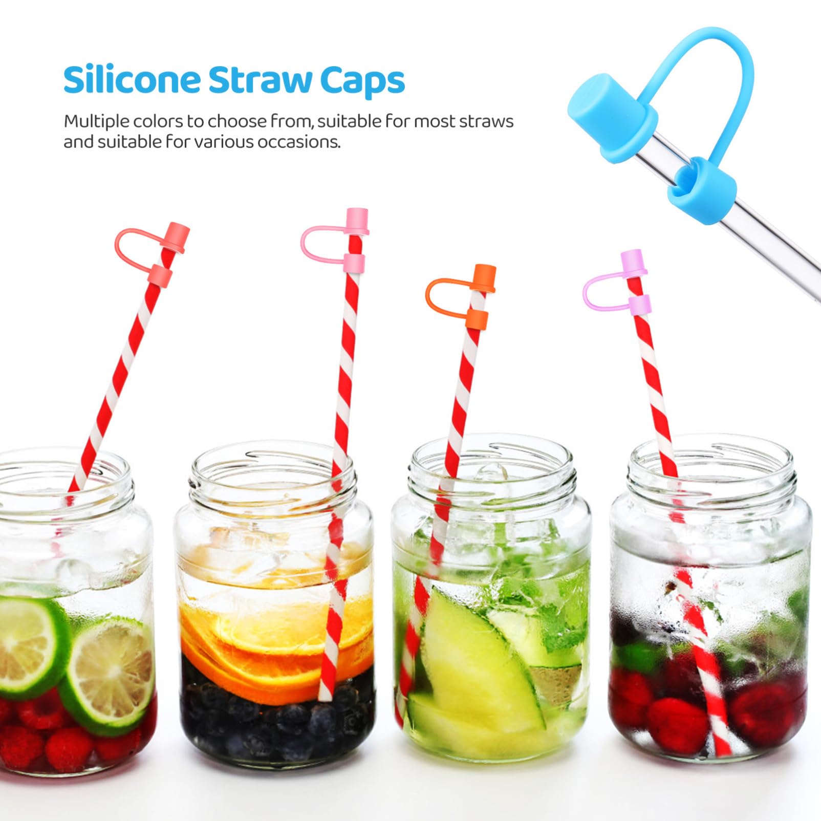 Amosfun 3 Sätze Modern Wasserflasche Kunststrohhalme Getränke Strohdeckel Betrüger Stroh Topper Zinn Multi Tasse Mit Strohhalm Tabletten Sup Halter Strohaufsätze Kieselgel Stück * 3