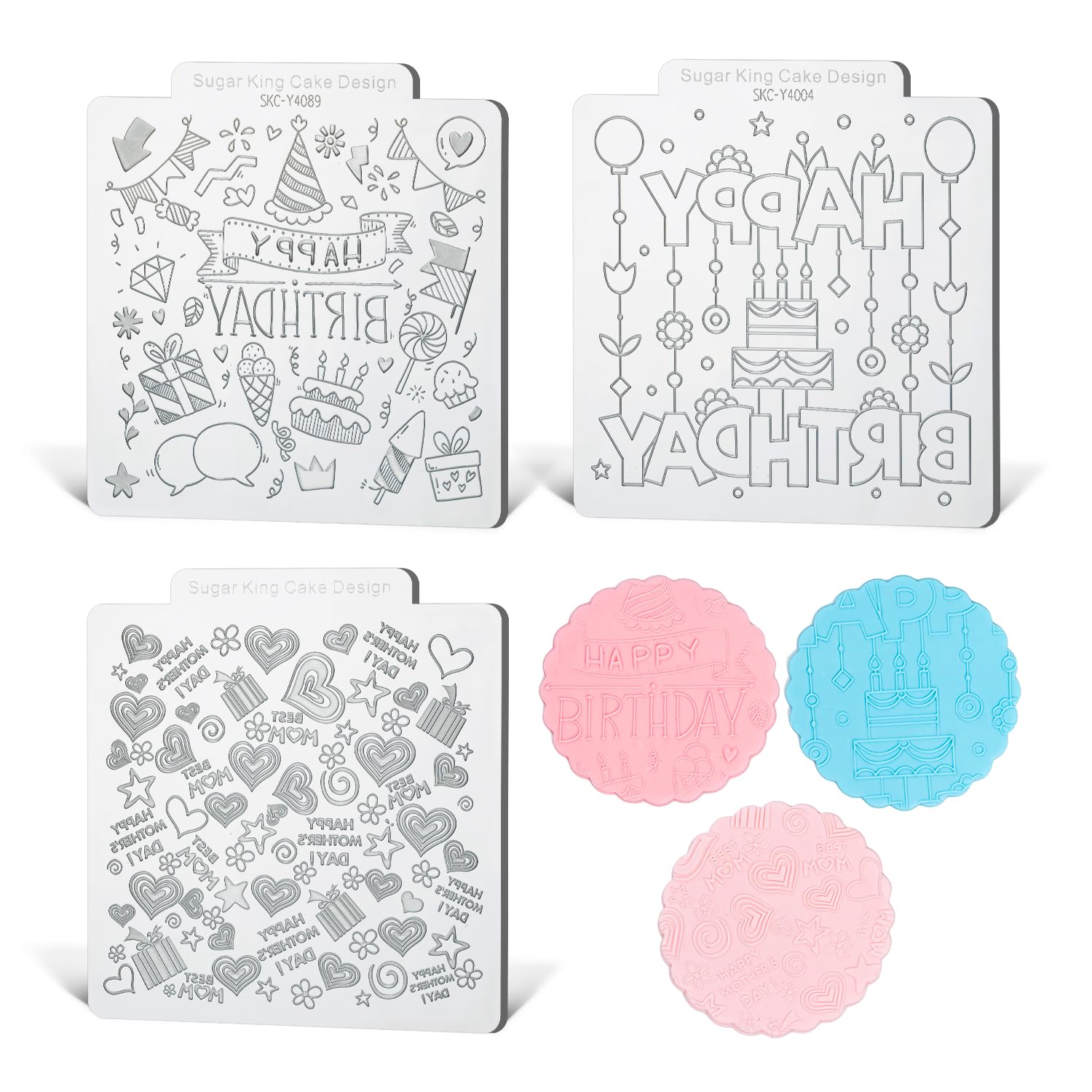 KALAIEN Sellos de galletas, alfombrilla de impresión de fondant, hojas de textura de arcilla polimérica para fondant, sello para decoración de pasteles, juego de 3 estilos 5