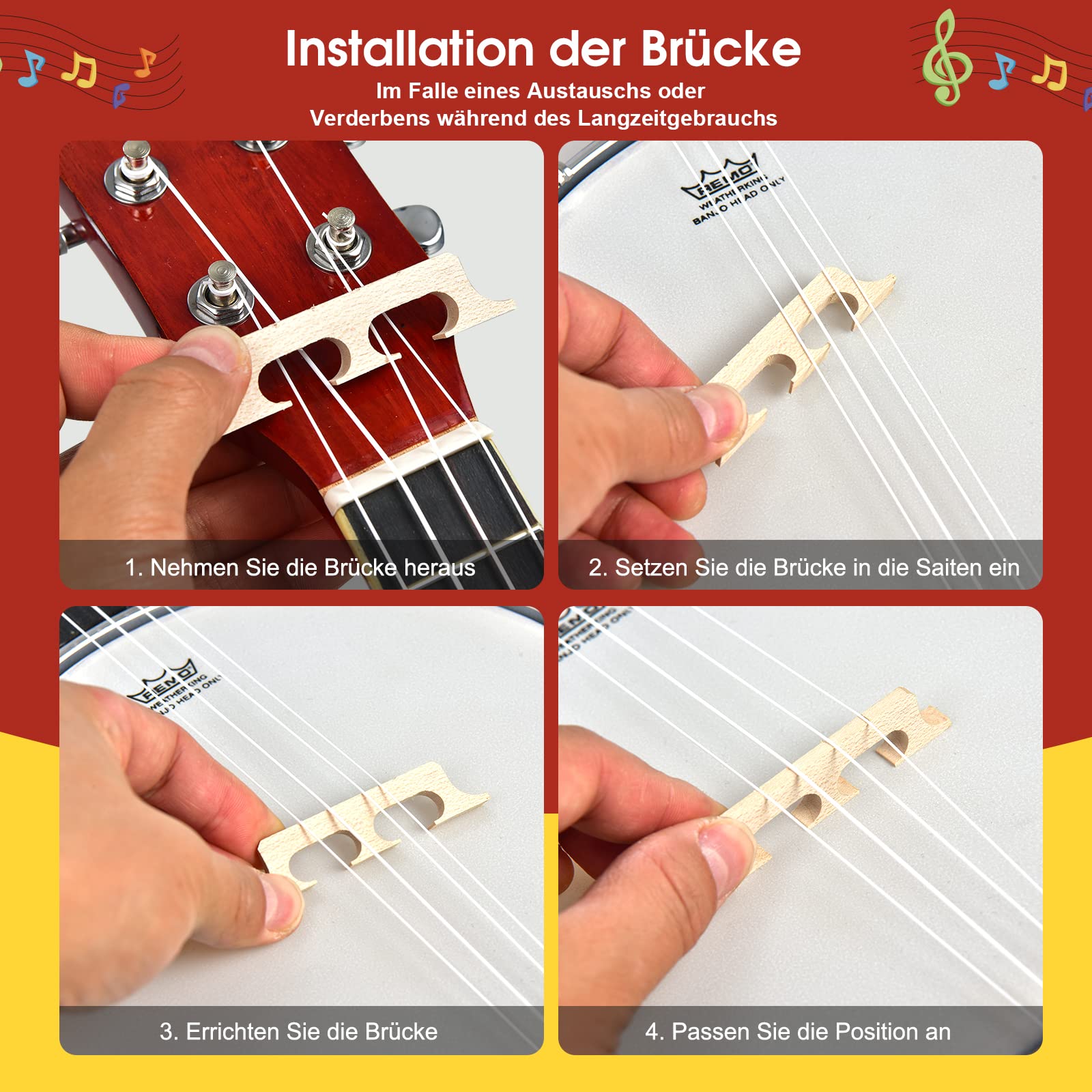 COSTWAY 4 Saiten Banjo 24 Zoll mit Reinigungstuch, Stimmgerät, Gurt, Saiten, Tasche, Reise Banjolele Set Ukulele für Kinder & Anfänger