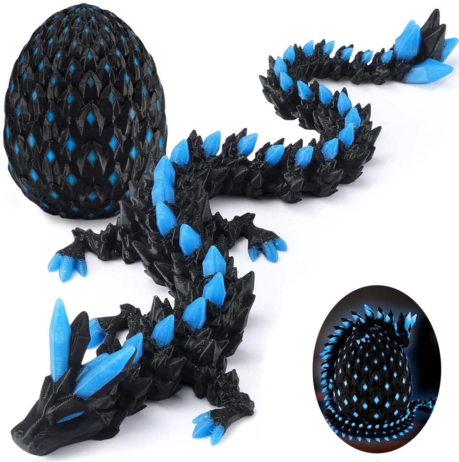 Jiahuade Drago Stampato in 3D, Giocattolo di Drago, Realistico drago Giocattolo, Decorazione per la Casa e Giocattoli Creativi, Regali di Natale, Regali di Compleanno