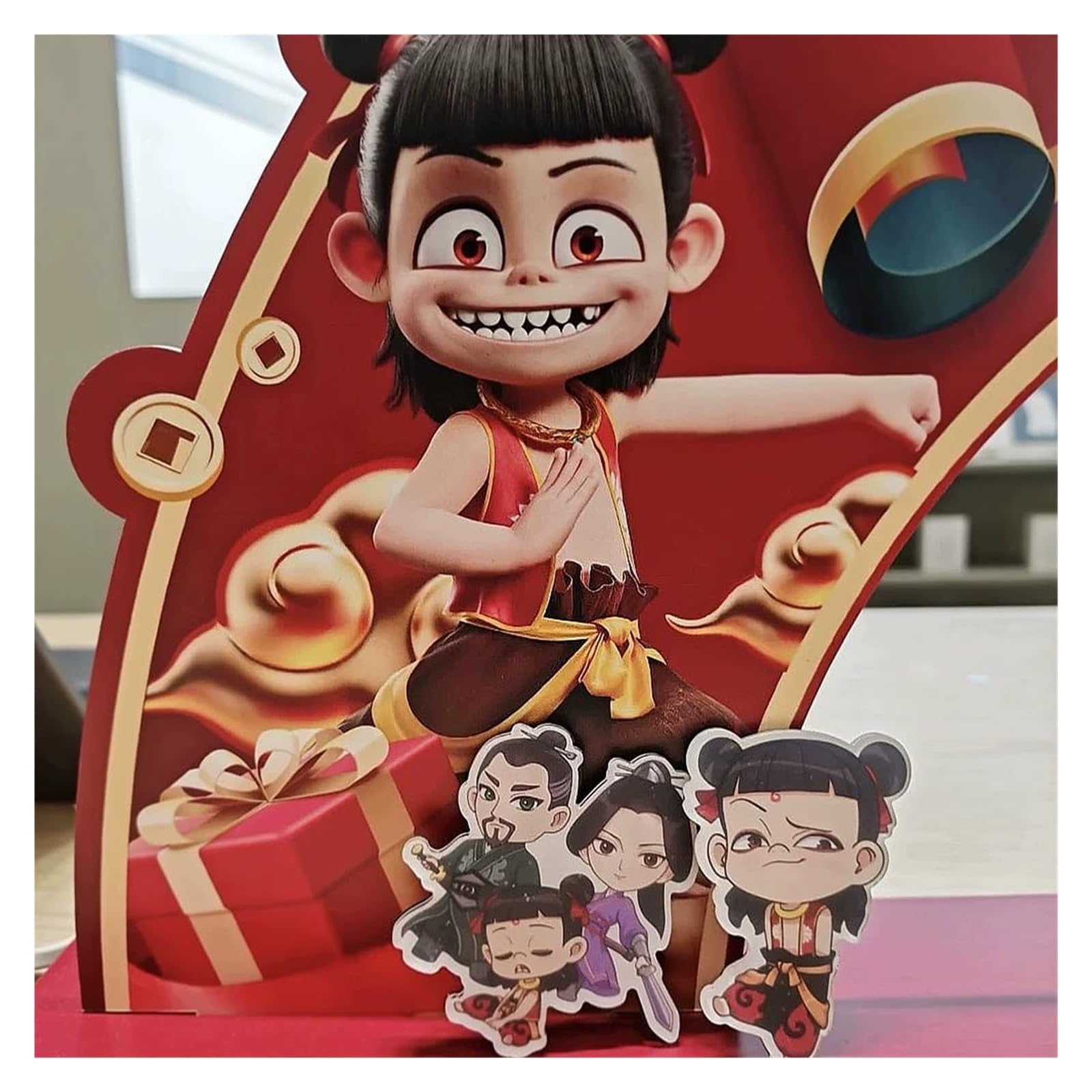 Scultura del personaggio Nezha， Calamite da frigorifero con personaggi della serie Nezha, decorazioni magnetiche in acrilico, regali for gli appassionati di film(Set)