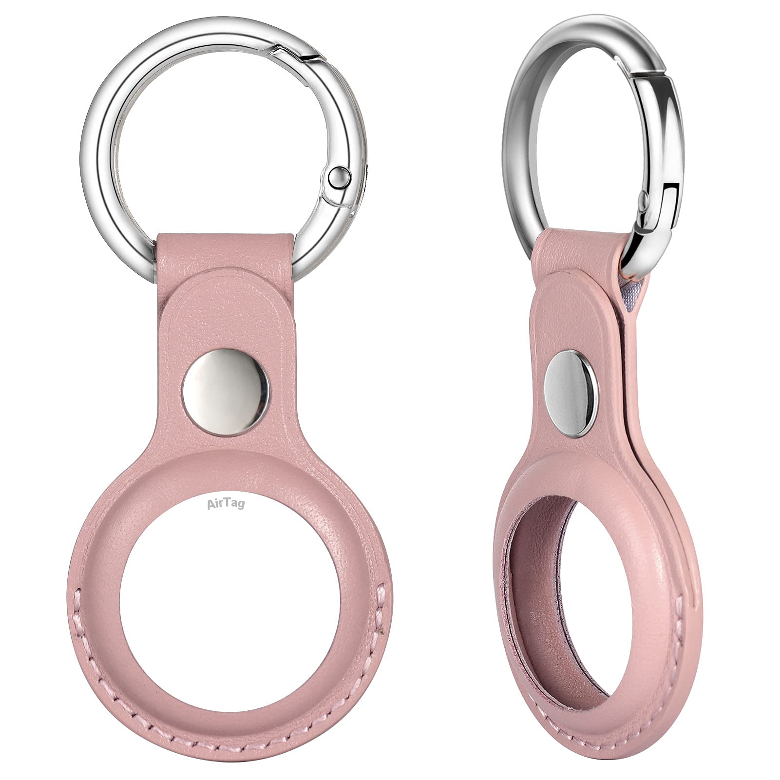 Leather Airtag Case 1pcs,Airtag Holder Pink 2021 with Keychian for Keys,Bags,Pets,Kids(1PCS,Pink)