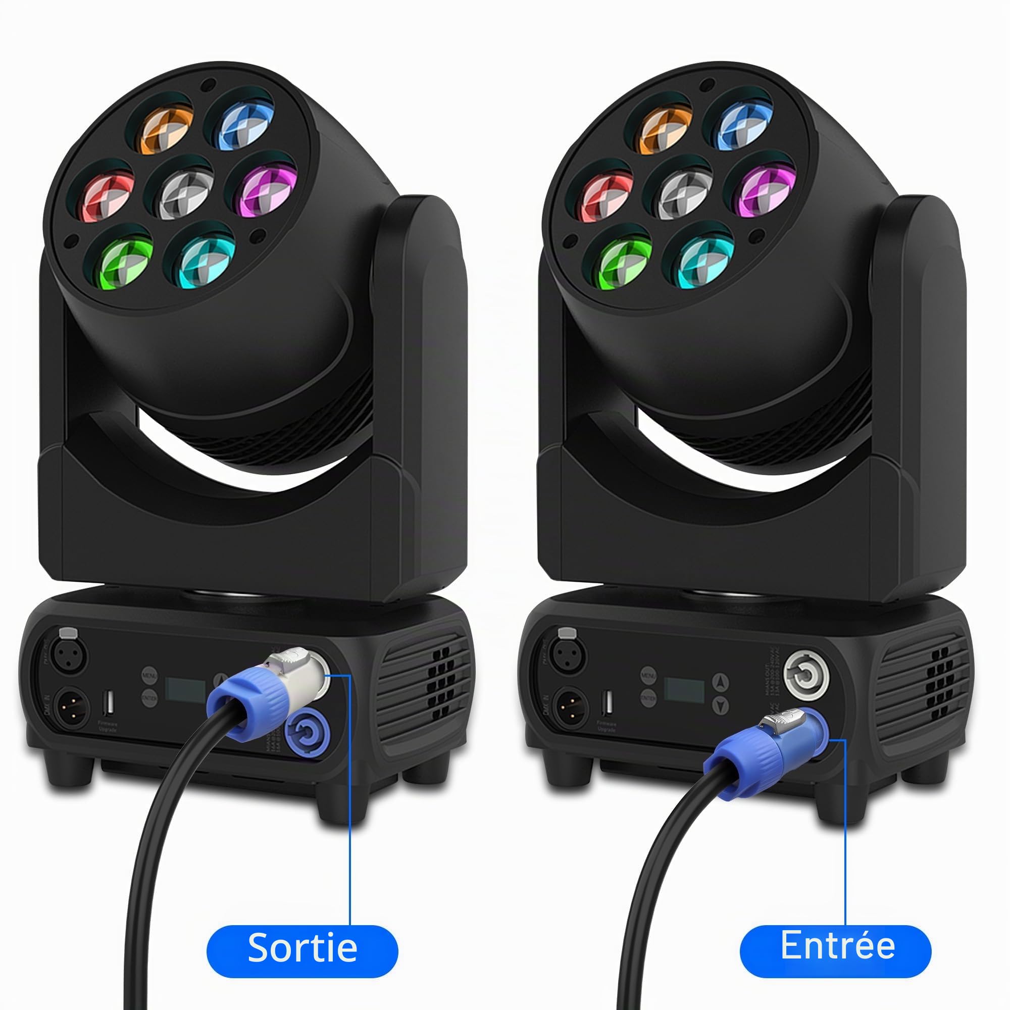 XMSJSIY PowerCon Câble d'alimentation 14 AWG 3 broches AC PowerCon entrée vers sortie Câble d'extension pour écran LED, faisceau de lumière de scène, équipement audio vidéo et plus encore - 2 m