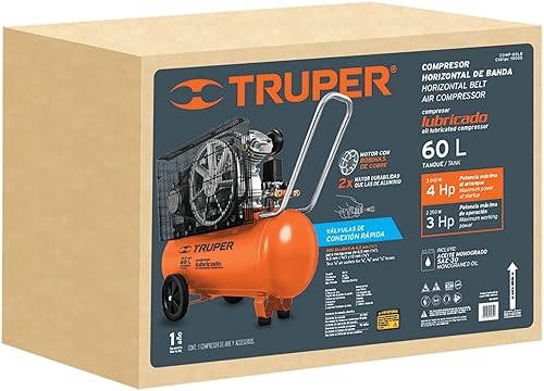 Miniatura 4 de TRUPER COMP-60LB compresor de aire lubricado con aceite de 16 galones. Herramienta de alimentación de 120 V. 1 paquete.