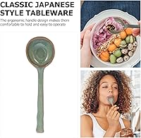 Vista 2 de Hemoton Cuchara de postre de cerámica de estilo japonés, utensilio doméstico versátil para sopa, arroz y gachas de avena, fácil de limpiar, agarre