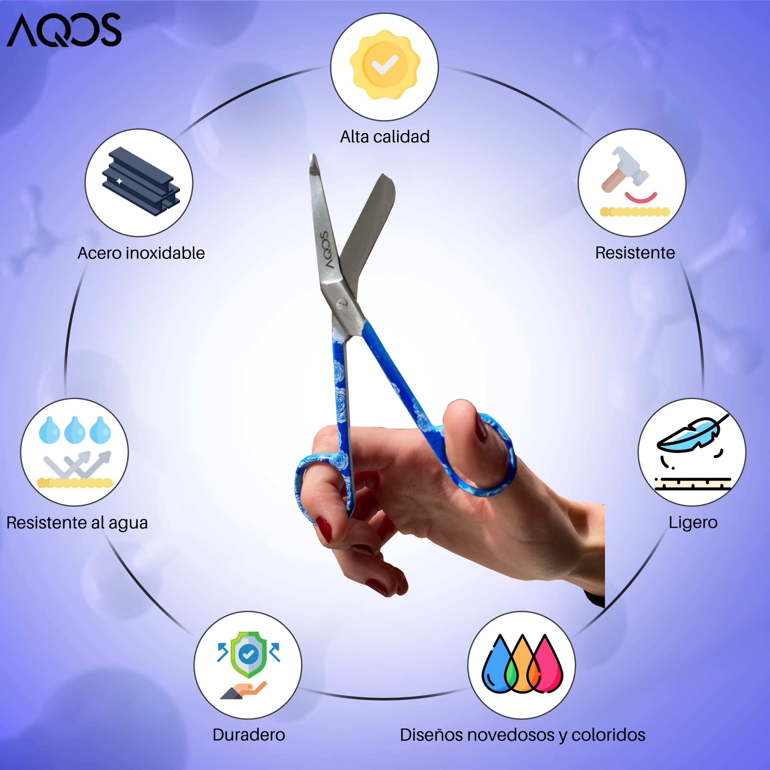 Nurse By Aqos - Accessori per infermiera - Nurse Accessories - Infermiera - Forbici da infermiera - Nurse Gadgets - Forbici Infermiera (Fiore Blue)