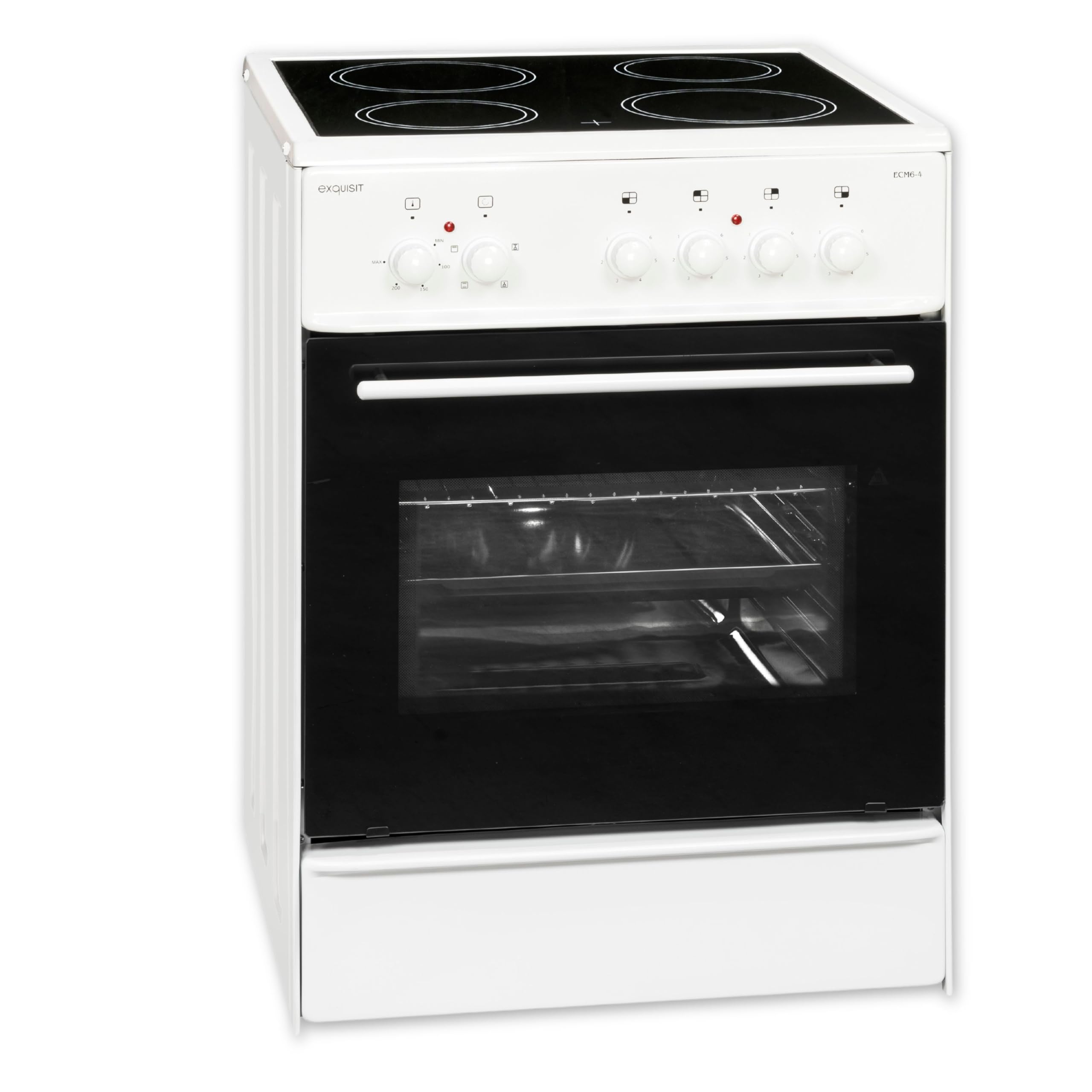 Exquisit - Cocina eléctrica de pie ECM 6-4, 60 cm, vitrocerámica, 61 L, color blanco