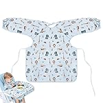 Vicloon Coverall Baby Feeding Bib, Weaning Bib Attaches to Highchair and Table, Long Sleeves Bib with Waterproof, Comfortable,Machine Washable, Baby Bib For 6 Month to 3 Years Old (Blue)