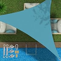 Vista 20 de Toldo triangular de bloqueo UV, toldo impermeable para jardín al aire libre para patio con kit de herrajes de acero inoxidable 304, gris, 6.5 x 6.5