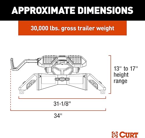 Miniatura 2 de CURT 16320 PowerRide 30K Enganche de 5 rueda, 30,000 libras