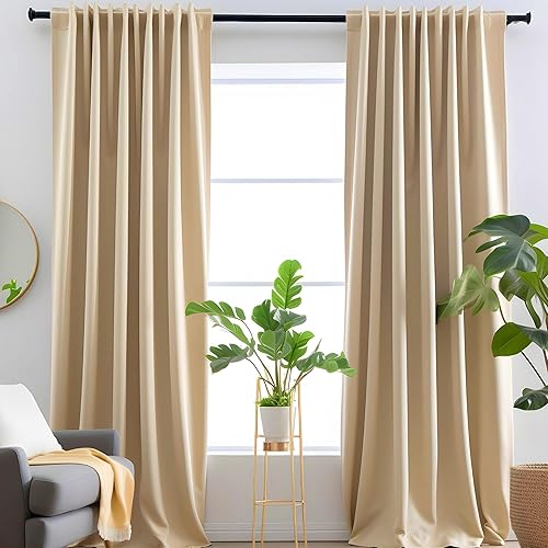 Cortinas de terciopelo champán de 84 pulgadas de largo, 70% opacas de lujo, para dormitorio, sala de estar, aislamiento térmico, súper suaves, con