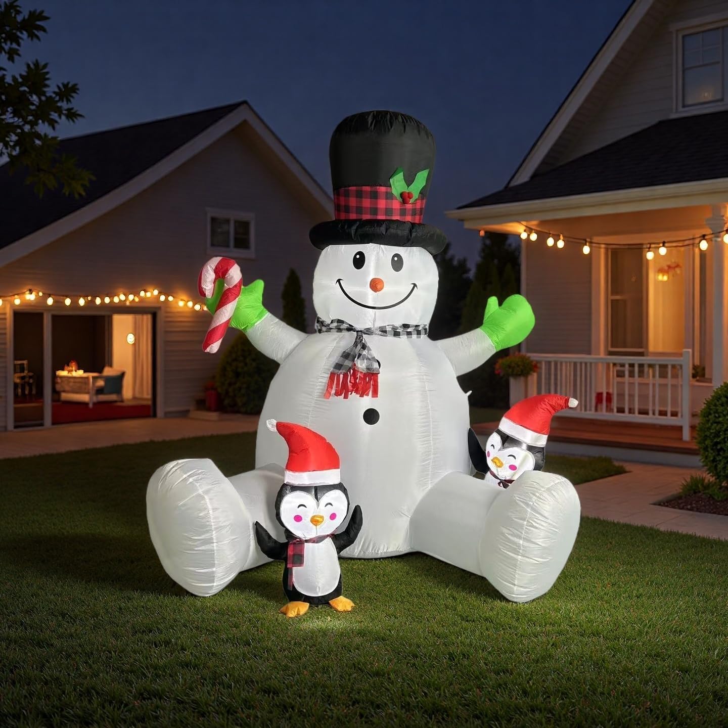 7 FT Inflatable Christma Decorations, Inflatable Snowman with Penguins, Christmas Blow Ups Yard Decorations with Colorful LED Lights, Christmas Inflatables for Garden Lawn Xmas Holiday - Image 5