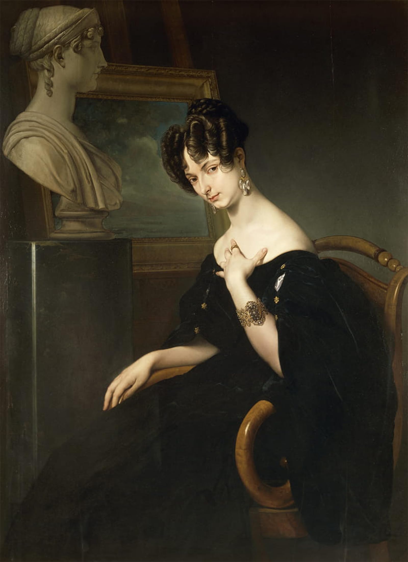 POSTERIIk Vintage Art Print Images Pictures Print Portrait of Cristina Trivulzio Belgiojoso by Francesco Hayez Modern Colour Posters for Office Home Decor 60x90cm