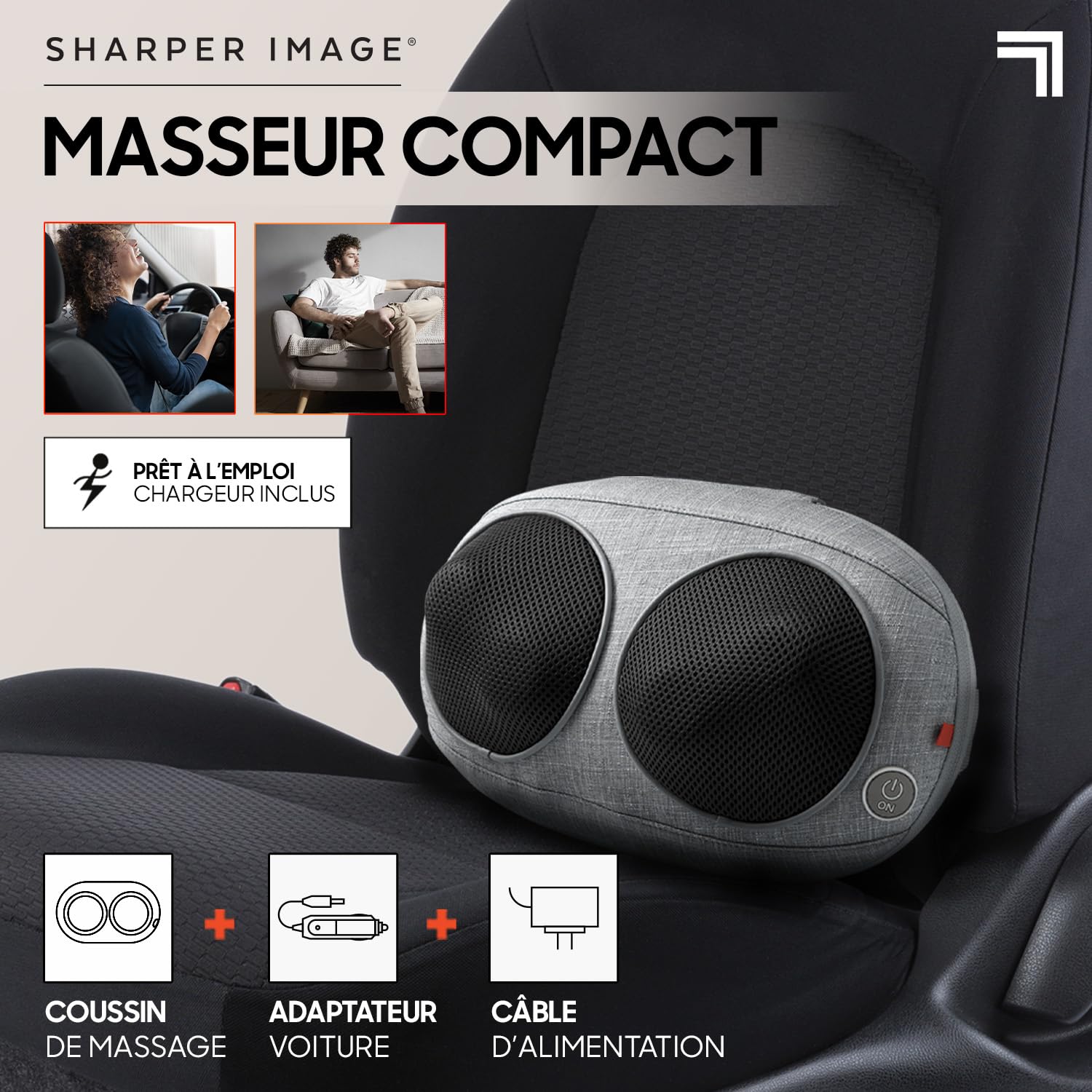 SHARPER IMAGE - Masseur Compact Shiatsu - Massage Dos Nuque Epaules - Relaxation - Chauffant - Selfcare - Masseur Electrique - Masseur Dos Et Cervicales