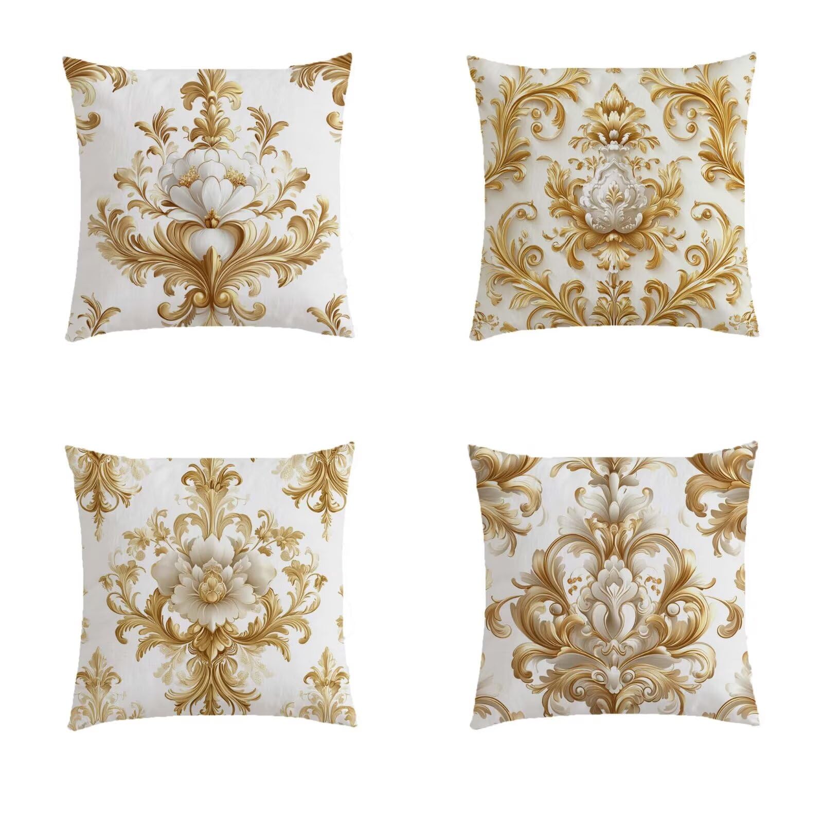 Housse de coussin 45x45 cm lot de 4 jaune moutarde double face en lin S623