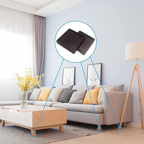 Miniatura 8 de TL-JIYPU - Copas cuadradas de goma para muebles de 3 x 3 pulgadas con agarre antideslizante para el suelo 4 unidades posavasos ideales para muebles