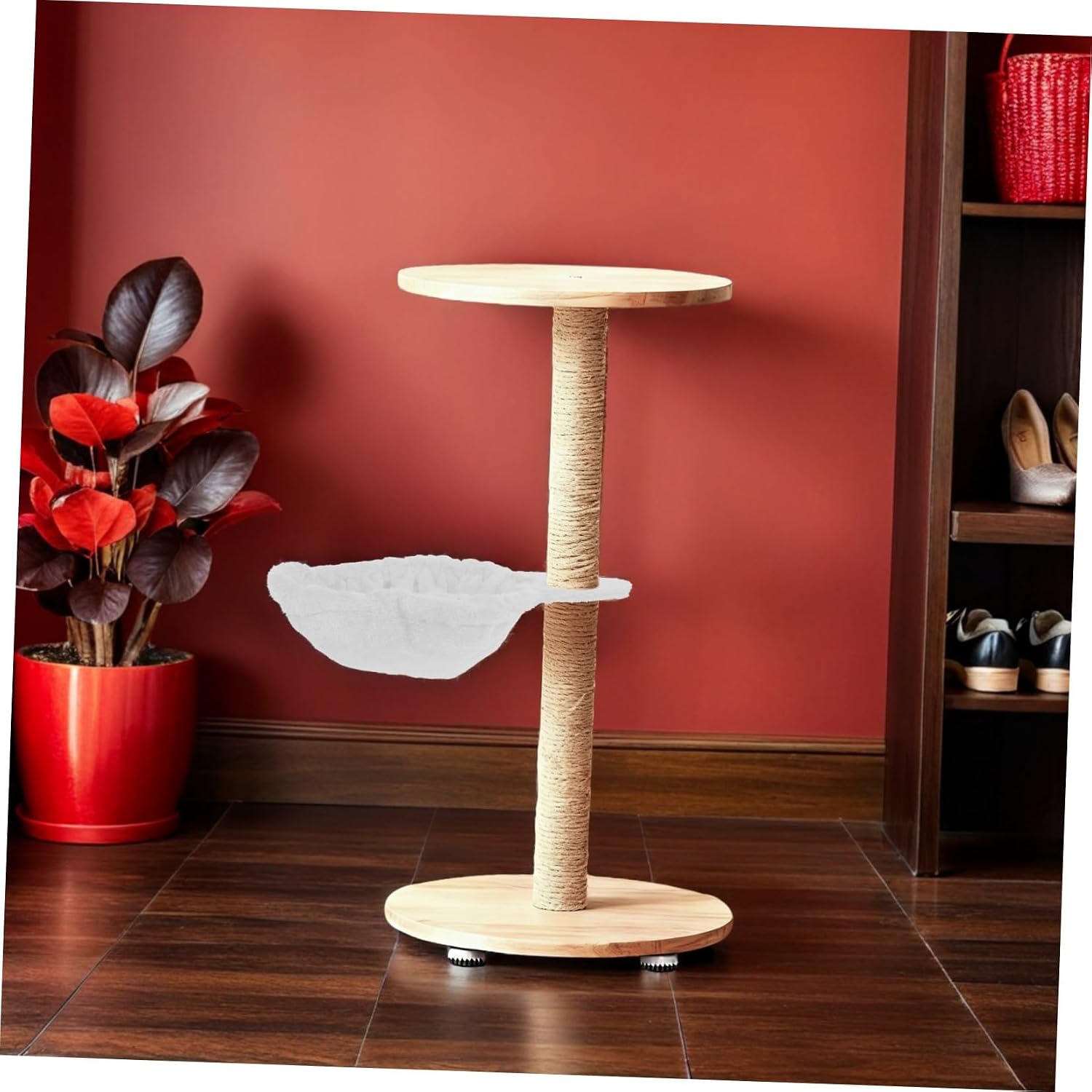 MERRYHAPY Cat Tree Hammock Bed Replacement with Flannel Steel Ring Basket | Indoor Use, White Finish, Easy Installation and Removal, Easy Cleaning