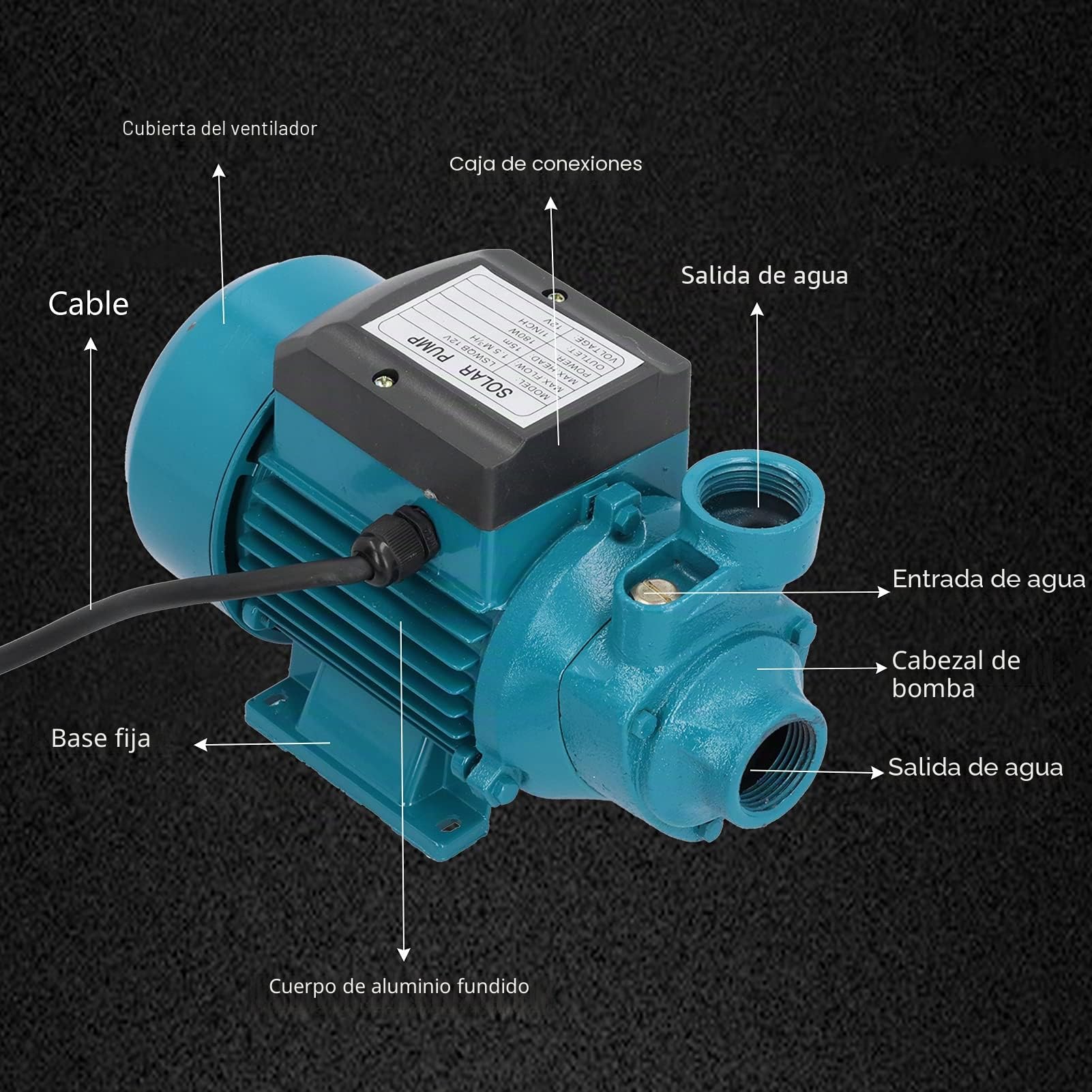 180 W DC12V Bomba de agua, bomba de transferencia de agua, bomba de servicio eléctrico portátil para eliminar el agua del jardín, jacuzzi, barril de lluvia, piscina, estanques, acuarios y más