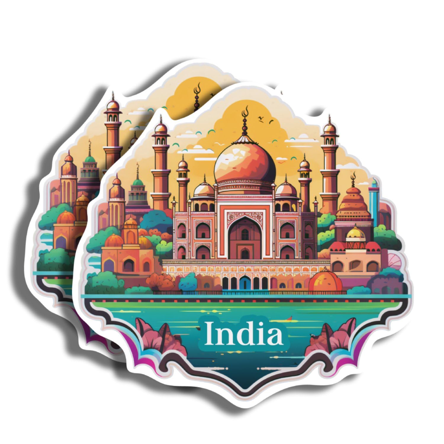India Stickers - 5" Decal - Famous Landmarks - for Luggage, Laptop, Water Bottle, Car, Scrapbooking - India Souvenir - 130+ Options to Choose from - Latex Printed - Made in USA PLS452