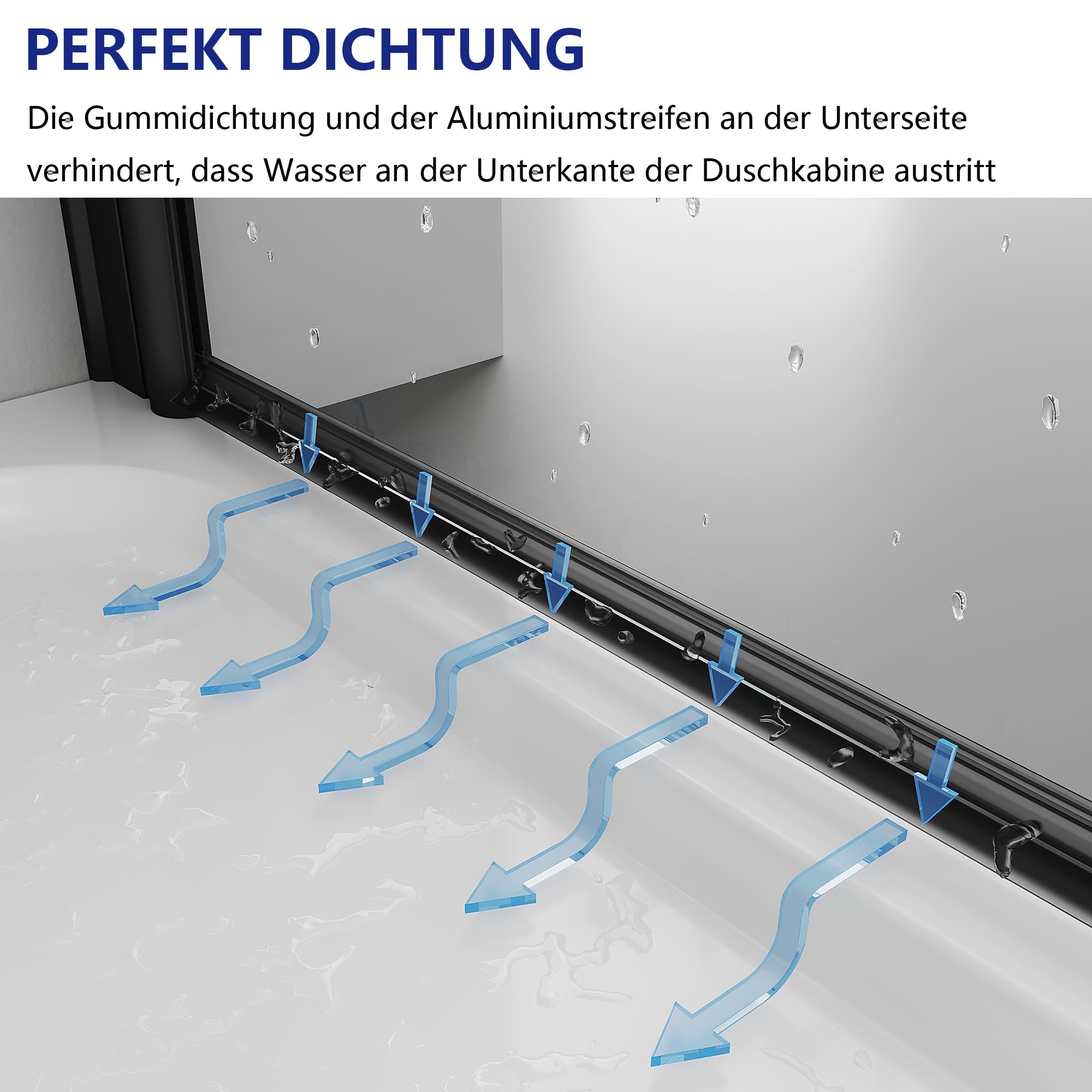 IMPTS Duschkabine 90x90cm Eckeinstieg Schwarz Doppel Falttür Höhe 185cm