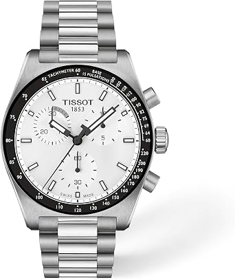 Tissot PR516 40mm, Swiss Quartz Chronograph Watch for Men, Stainless Steel Case, White Dial, T1494171101100
