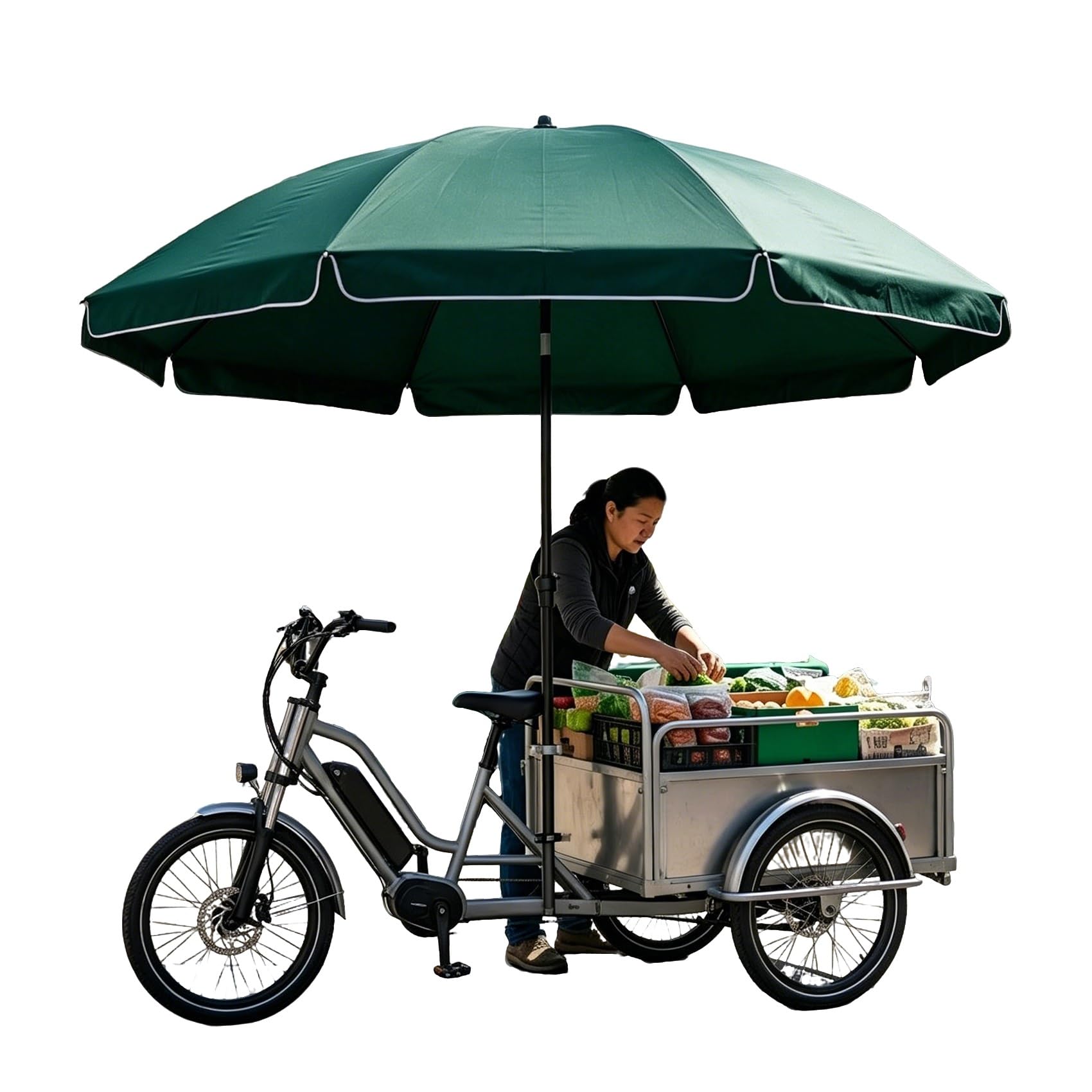 Wąski parasol na rowerek o długości 2,2 m – wodoodporny i wiatroszczelny do elektrycznego trójkołowca i małego wózka(Green,3.2m/126")