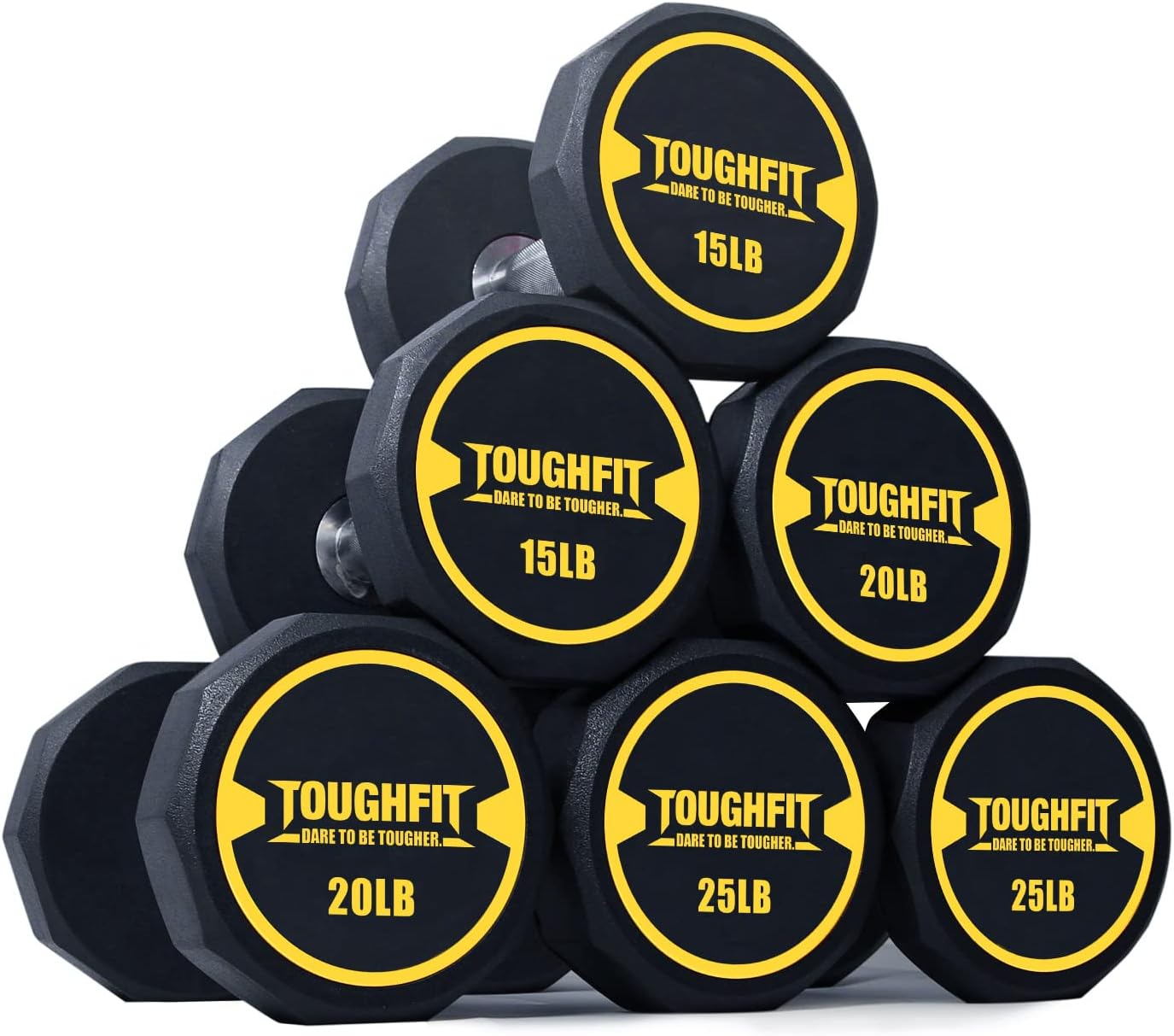Dumbbell Sets - 5-50lbs dumbbells set of 2, 120 - 520LBS Weight Sets - PEV Coated & Non-slip knurl Iron Handle - Free Weights for Strength Training Full Body , Decagon Dumbbells for Home Gym, Workouts