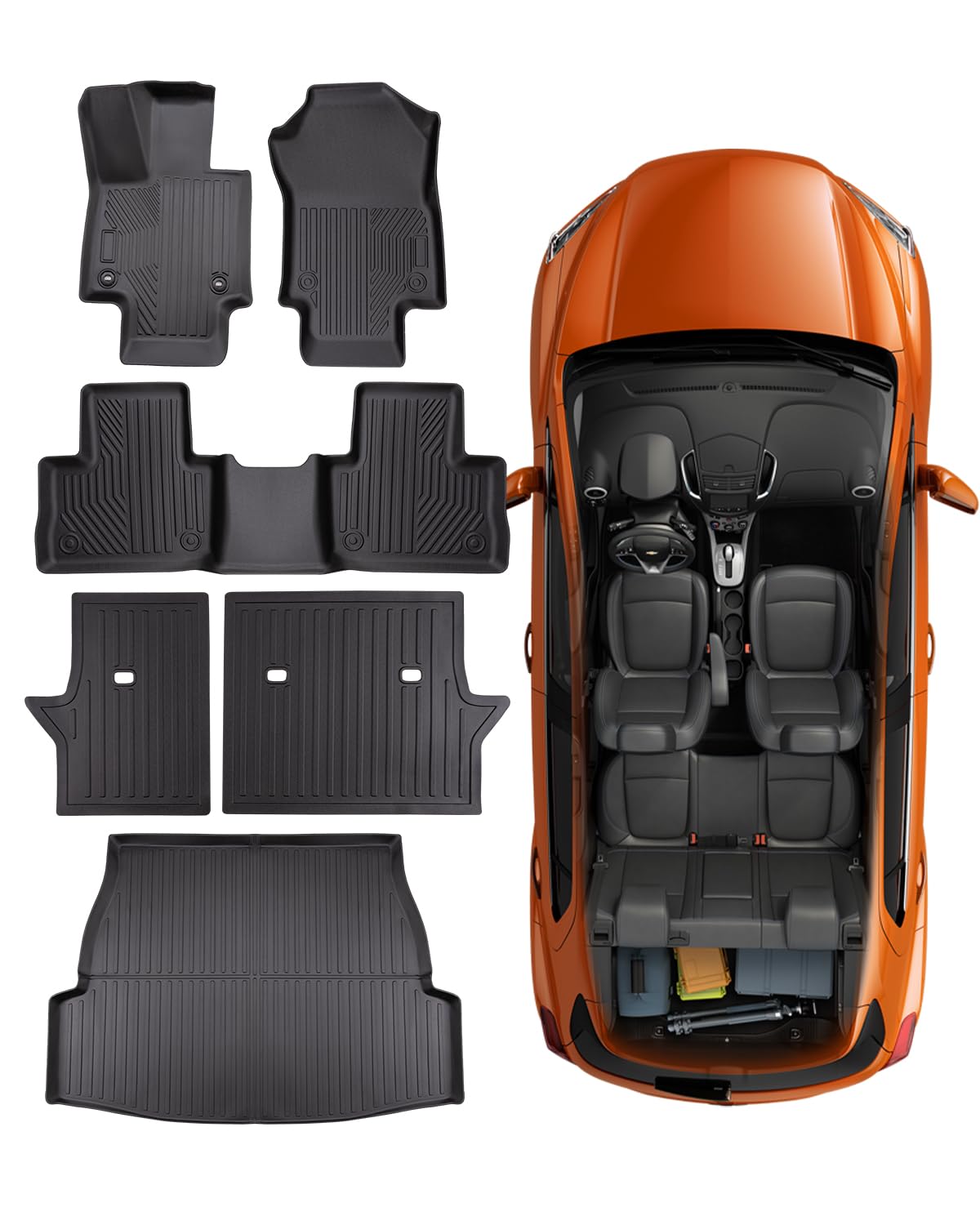 CreekT® Floor Mats for Toyota Rav4 2019-2025(Include Hybrid)-All Weather Full Set Waterproof Heavy Duty TPE Cargo Liner Back Seat Cover Backreat Protector for Toyota Rav 4 Accessories LE XLE Limited