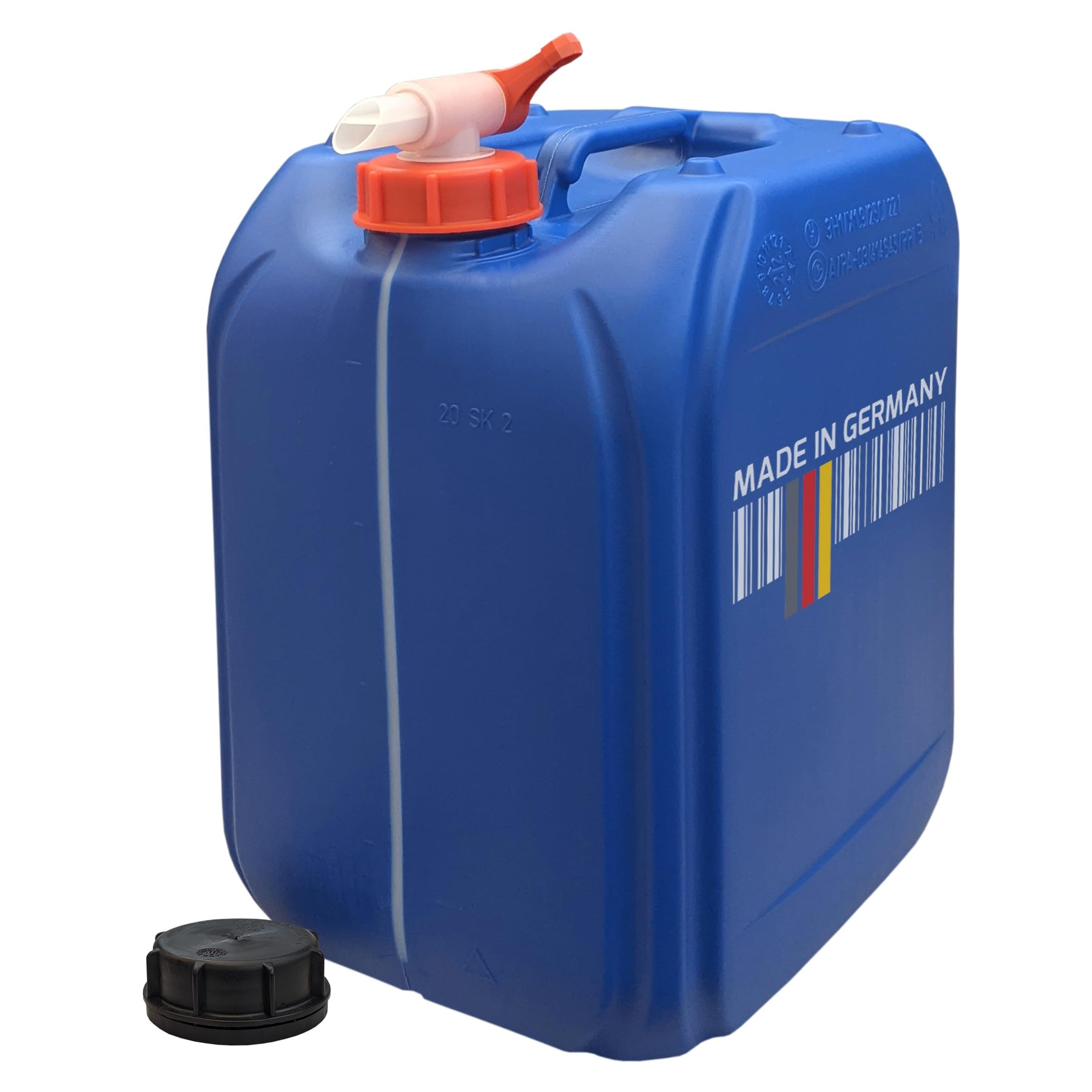 Plasteo Set 6 Taniche Blu 20L Con Rubinetto E Coperchi - Uso Alimentare, BPA Free, Made In Germany