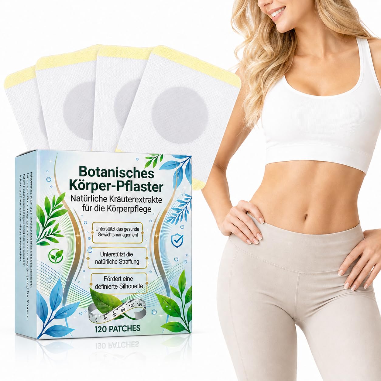 Abnehmpflaster mit Kräuterextrakten, Slimming Patches, 120 Stück | zur Unterstützenden Körperpflege, für ein gepflegtes Hautgefühl und die tägliche Anwendung an Bauch, Hüfte und Beinen