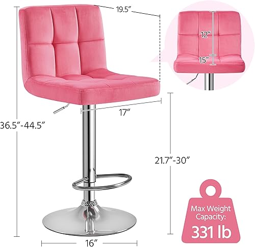 Miniatura 3 de Yaheetech Taburetes de bar extragrandes modernos y ajustables, sillas de isla de cocina ajustables con altura de mostrador, sillas giratorias sin