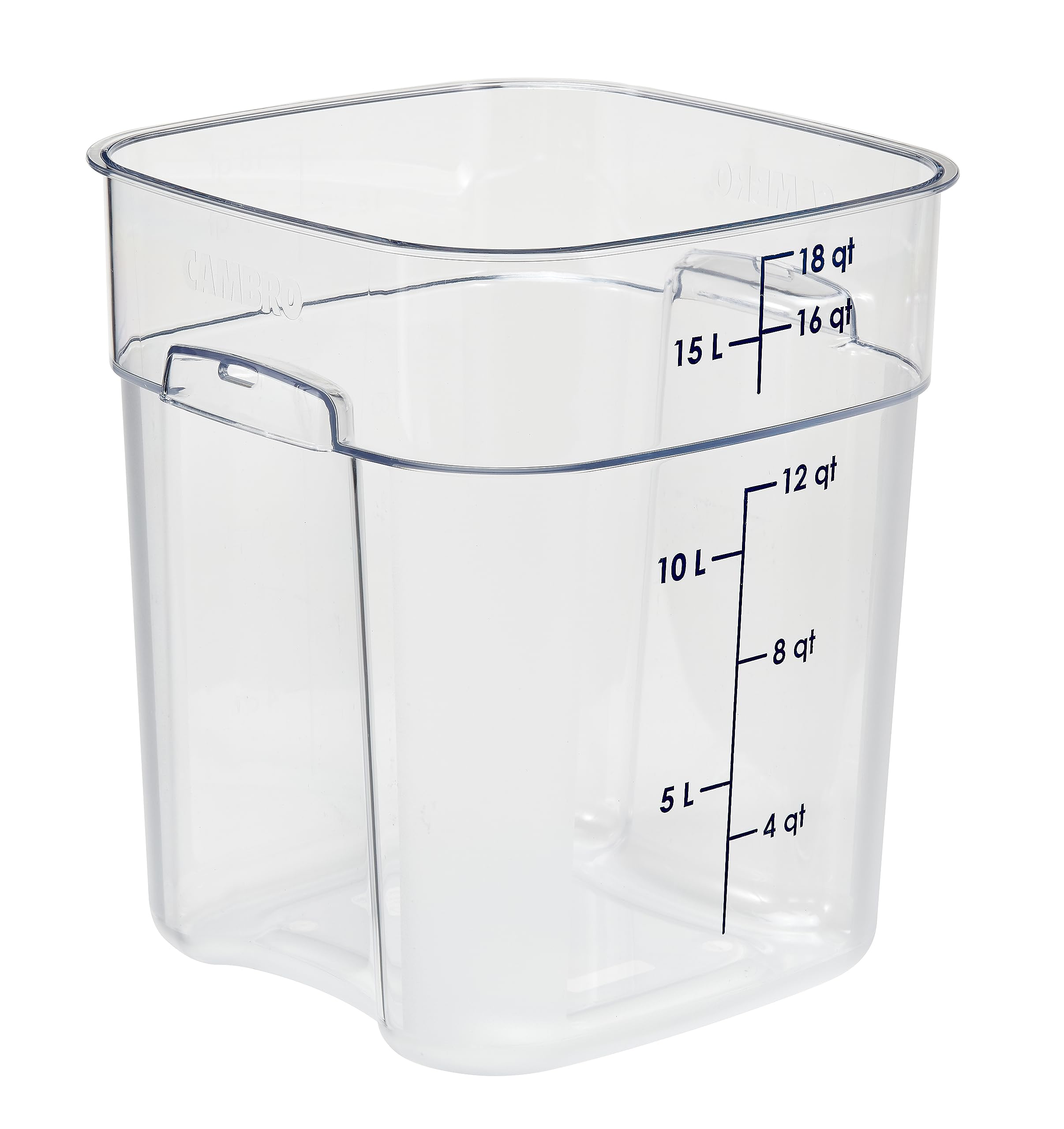 FreshPro 18Qt Food Storage Container in Clear for Industrial and Kitchen Use by Cambro – 18 quarts, Polycarbonate (PC), Clear, Model 18SFSPROCW135