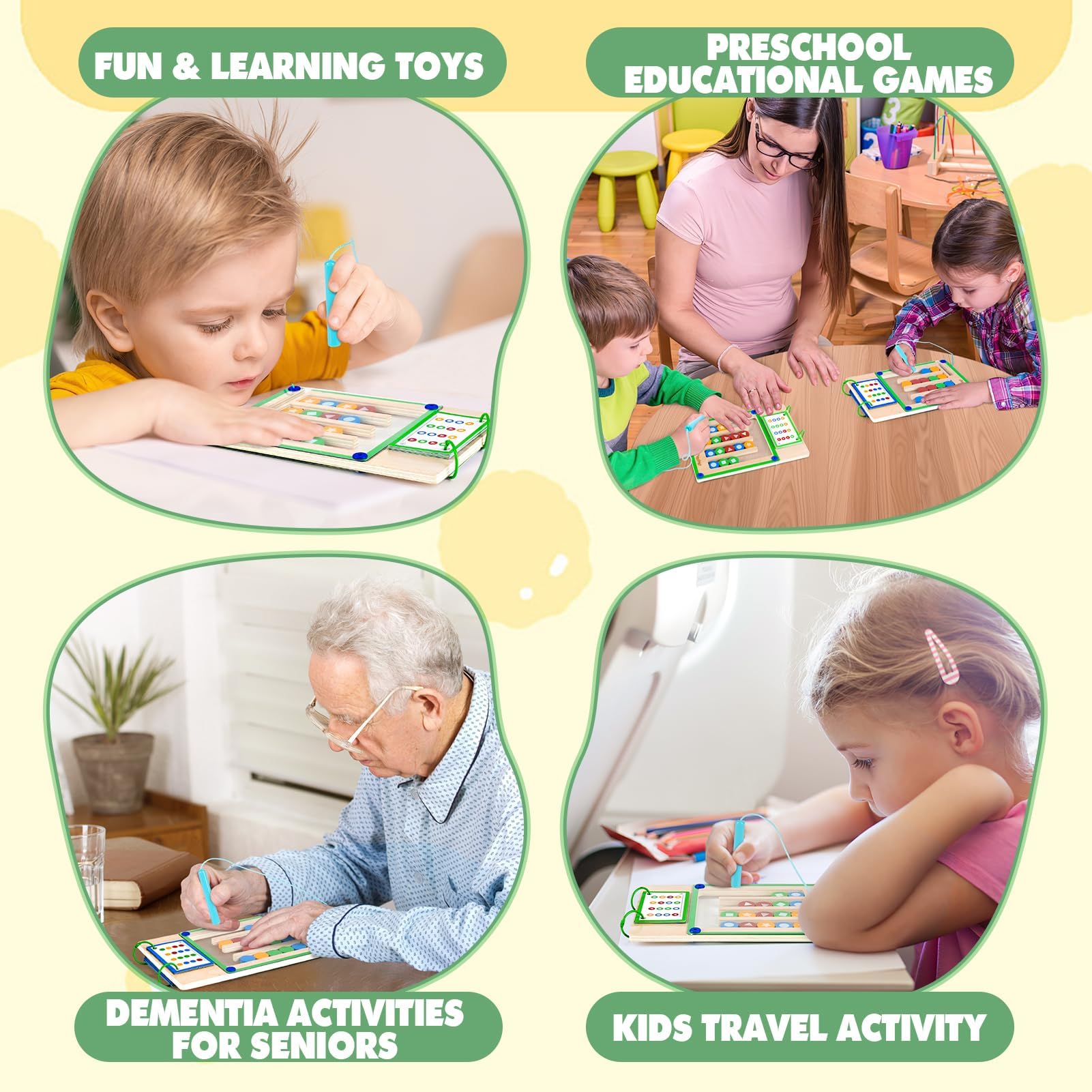 Vanplay Montessori Zabawka od 3 4 5 6 lat, Gry magnetyczne Labirynt Zabawka z sortowaniem z drewna, Zabawka edukacyjna Prezent Zabawka od 3 4 5 6 lat dla dziewczynek i chłopców