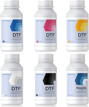 PUNEHOD DTF Ink 1500ML - Premium DTF Transfer for PET Film, Refill Ink for DTF Printer L1800 R1390 L805 L800 XP600 TX800, Size 5 * 250mlCMYKW+1 * 250mlMoisturizing Liquid