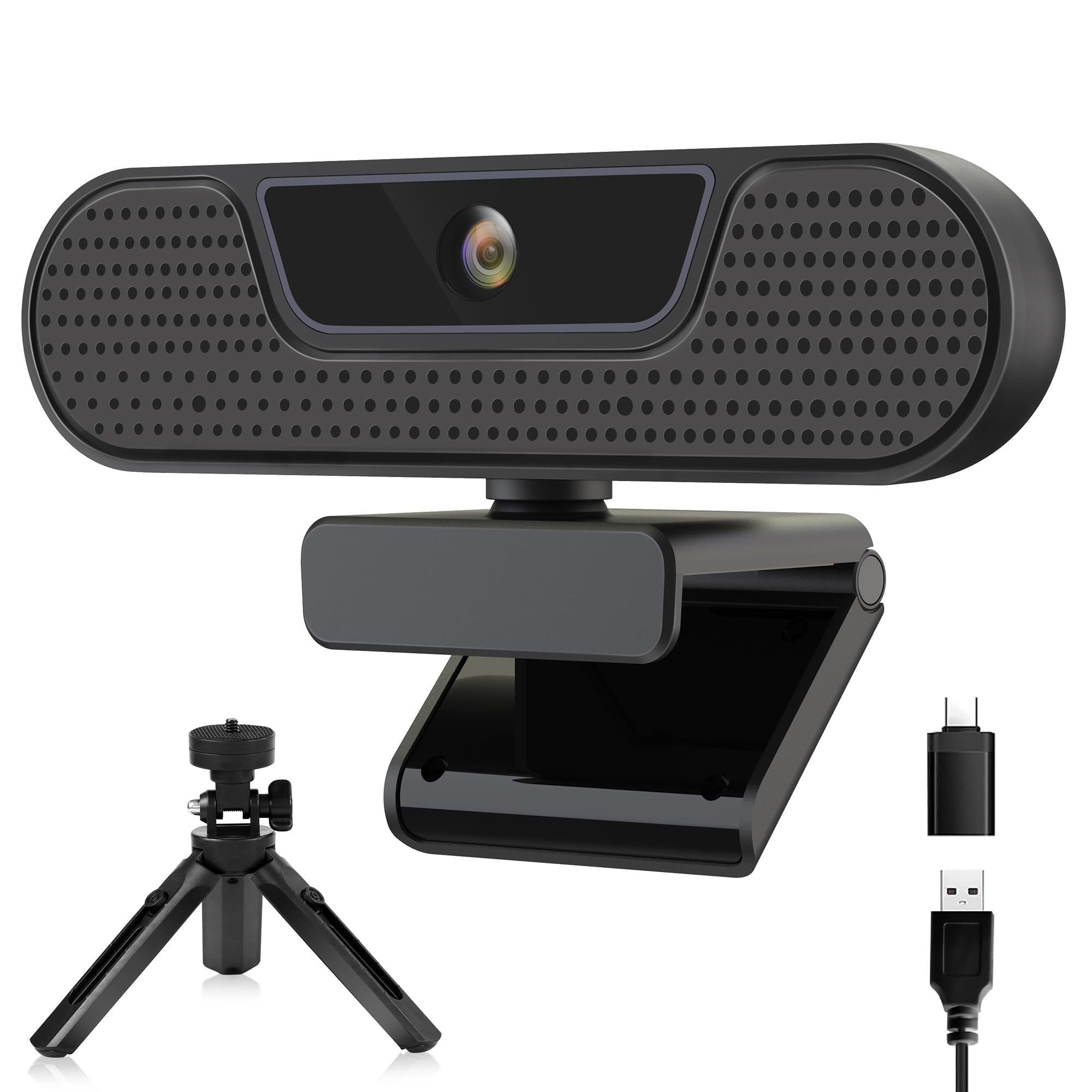 saylas 4K Webcam with 4 Noise Cancellation Microphone, W8GS Web Cam, Privacy Cover, 85° FOV, Plug & Play Web Streaming Camera for Computer, USB Webcam for Pc, Laptop, Desktop, Mac