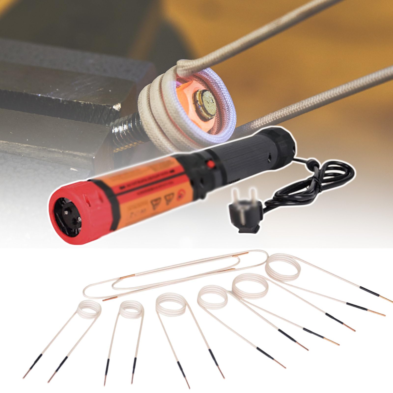 Heumbio Black L-Typed Magnetic Induction Heating Kit, Induction Heater Coils,Flameless Heating Tool, Handheld Bolt Removal Rusty Screw Removing Tool,