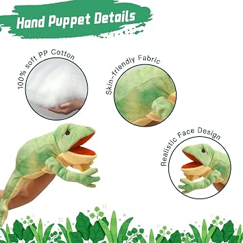 Lilizzhoumax Simulation Frog Hand Puppet Plush Toy Stuffed Animal handpuppet Fluffy Frog Cute Role-Playing Child Interactive Early Education Toys Home Decoration Animal Toys Gift for Kids