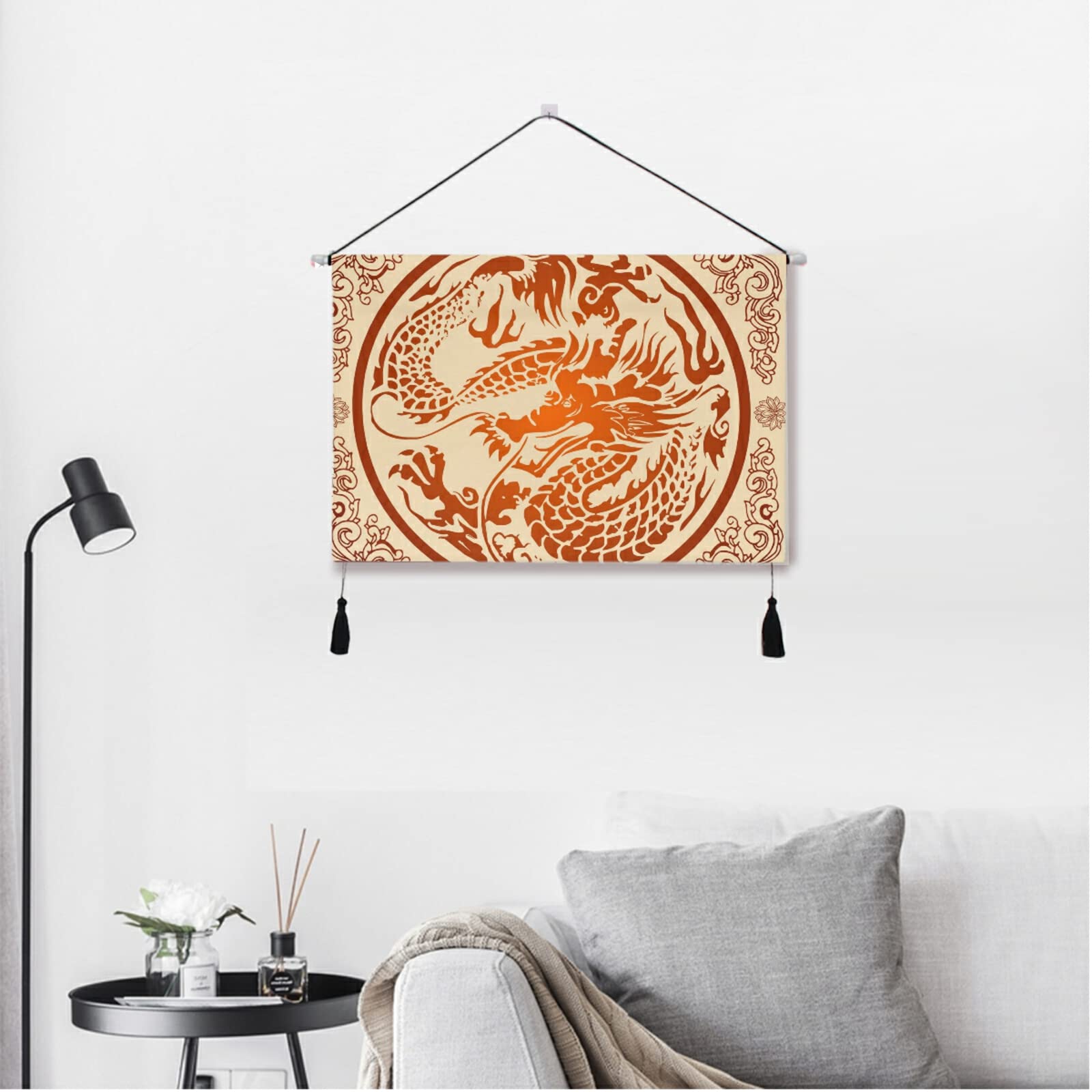 Amazon.co.jp: タペストリー 掛け軸 中華風 竜柄 おしゃれ きれい 龍