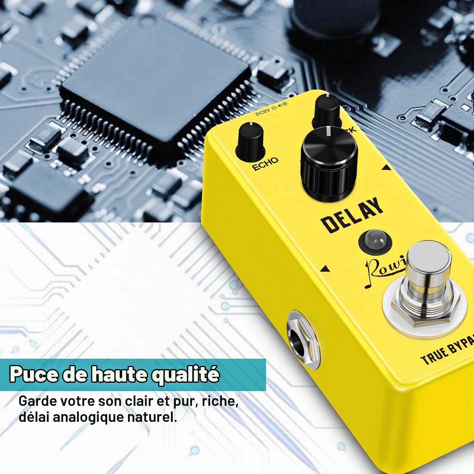Rowin Guitar Delay Pedal Analog Classicl Delay Effect with True Bypass Switching, Fully Analog Circuit Universal for Guitar